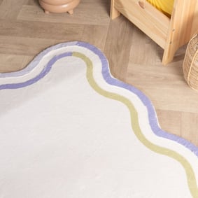Organisch vloerkleed - Molly Wavy Wit/Lila - product