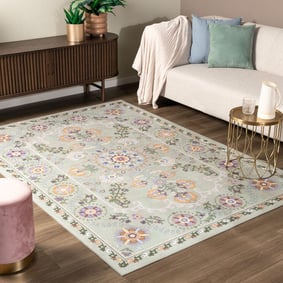 Vintage vloerkleed - Bibi Medaillon Mintgroen