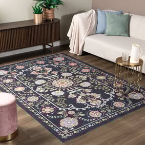 Vintage vloerkleed - Bibi Medaillon Blauw