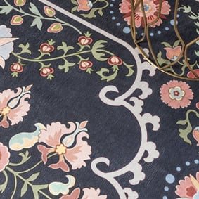 Rond vintage vloerkleed - Bibi Medaillon Blauw - product