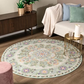 Rond vintage vloerkleed - Bibi Medaillon Mintgroen
