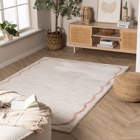 Wasbaar vloerkleed - Myrre Wit/Roze 