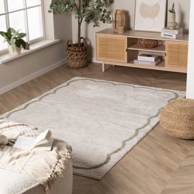 Wasbaar vloerkleed - Myrre Wit/Groen 