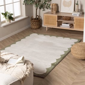 Wasbaar vloerkleed - Myrre Groen/Wit 