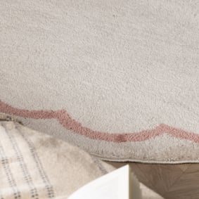 Rond wasbaar vloerkleed - Myrre Wit/Roze - product