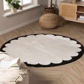 Rond wasbaar vloerkleed - Myrre Zwart/Wit