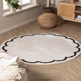 Rond wasbaar vloerkleed - Myrre Wit/Zwart