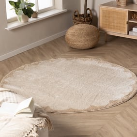 Rond wasbaar vloerkleed - Myrre Beige/Wit
