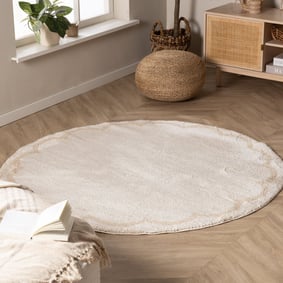 Rond wasbaar vloerkleed - Myrre Wit/Beige