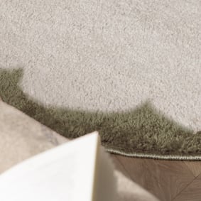 Rond wasbaar vloerkleed - Myrre Groen/Wit - product