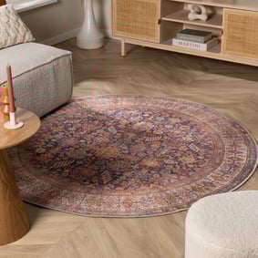 Rond vintage tapijt - Liva Herati Blauw