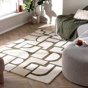 Abstract vloerkleed - Vienna Retro Wit/Groen