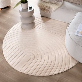 Rond Scandinavisch vloerkleed - Charm Curves Beige