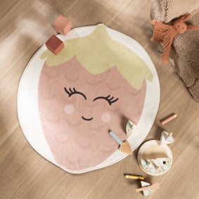 Wasbaar kindervloerkleed - Berry Aardbei Roze