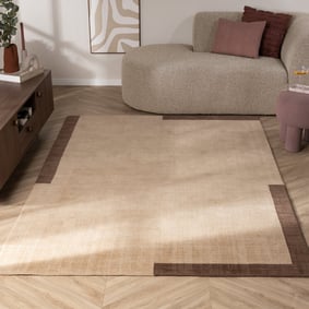 Wollen vloerkleed - Valencia Border Beige/Bruin