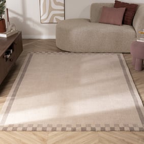 Wollen vloerkleed - Valencia Border Taupe/Grijs