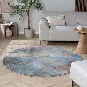 Rond vloerkleed industrieel - Raphael Blauw/Terra