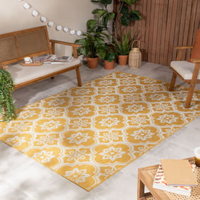 Buitenkleed - Rio Flower Geel