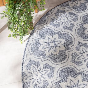 Rond buitenkleed - Rio Flower Blauw - product
