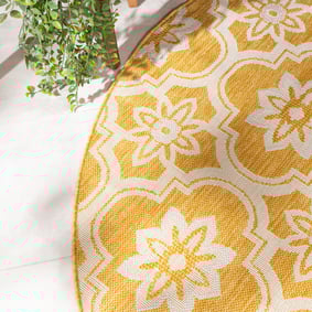 Rond buitenkleed - Rio Flower Geel - product