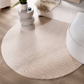 Rond Scandinavisch vloerkleed - Charm Waves Beige