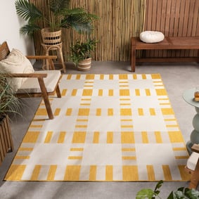 Geometrisch buitenkleed - Faro Tiles Geel 