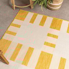 Geometrisch buitenkleed - Faro Tiles Geel  - product