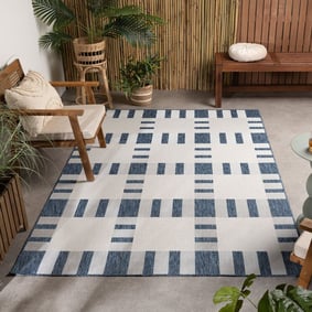 Geometrisch buitenkleed - Faro Tiles Blauw 