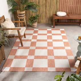 Geometrisch buitenkleed - Faro Blocks Roze 