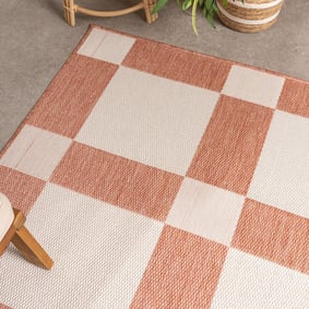 Geometrisch buitenkleed - Faro Blocks Roze  - product
