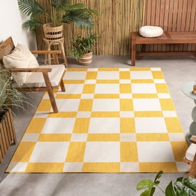 Geometrisch buitenkleed - Faro Blocks Geel 