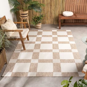 Geometrisch buitenkleed - Faro Blocks Beige 