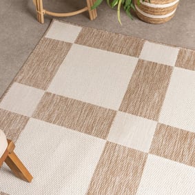 Geometrisch buitenkleed - Faro Blocks Beige  - product