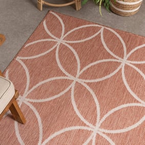 Geometrisch buitenkleed - Faro Ripple Roze  - product