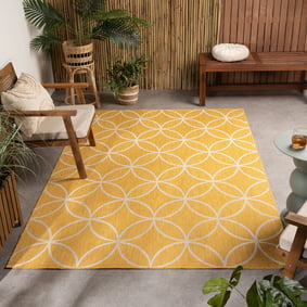 Geometrisch buitenkleed - Faro Ripple Geel 