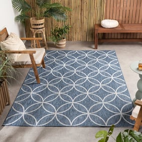 Geometrisch buitenkleed - Faro Ripple Blauw 