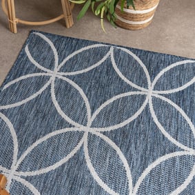 Geometrisch buitenkleed - Faro Ripple Blauw  - product