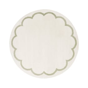 Rond wasbaar vloerkleed - Myrre Wit/Groen - product