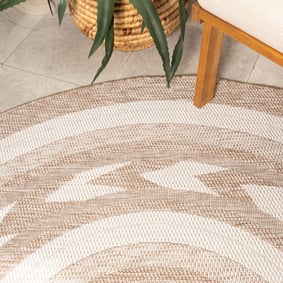Rond jute buitenkleed - Nusa Orbit Beige/Creme - product