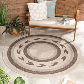 Rond jute buitenkleed - Nusa Orbit Bruin/Beige 