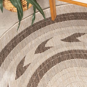 Rond jute buitenkleed - Nusa Orbit Bruin/Beige  - product