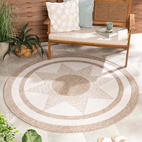 Rond jute buitenkleed - Nusa Sun Beige/Creme 