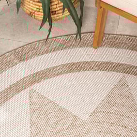 Rond jute buitenkleed - Nusa Sun Beige/Creme  - product