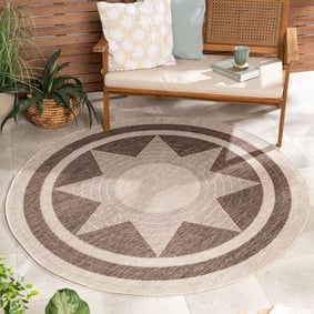Rond jute buitenkleed - Nusa Sun Bruin/Beige 