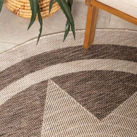 Rond jute buitenkleed - Nusa Sun Bruin/Beige  - product
