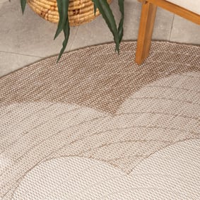Rond jute buitenkleed - Nusa Flower Beige/Creme  - product
