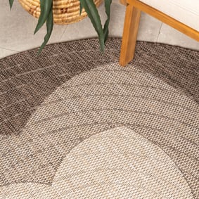 Rond jute buitenkleed - Nusa Flower Bruin/Beige  - product