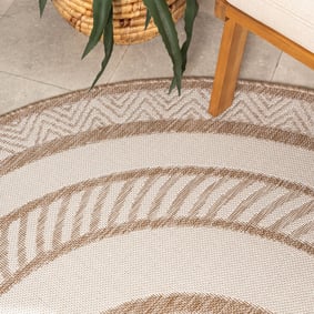 Rond jute buitenkleed - Nusa Medallion Beige/Creme  - product