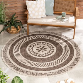 Rond jute buitenkleed - Nusa Medallion Bruin/Beige 
