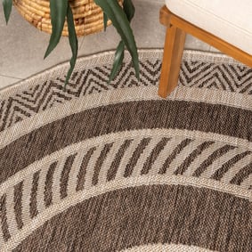 Rond jute buitenkleed - Nusa Medallion Bruin/Beige  - product